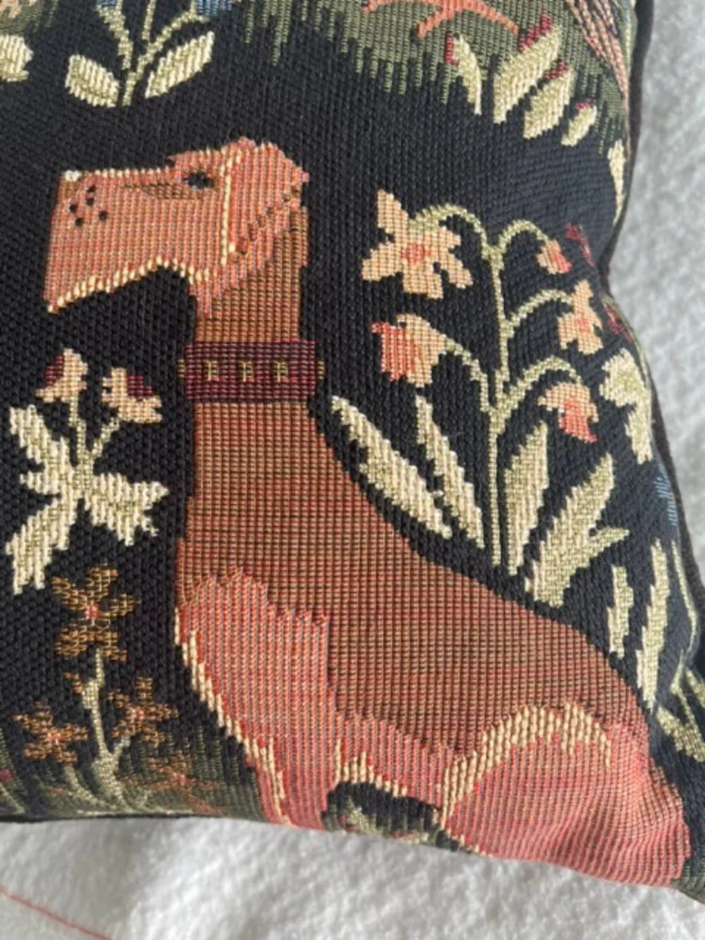 Vintage Robert Allen Woodland Animals Tapestry Throw Pillow